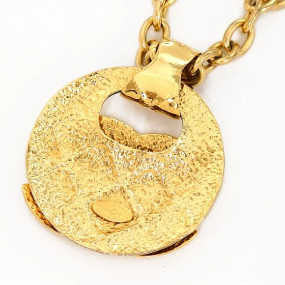 CHANEL Large CC Logo Quilted Chain Necklace 34" Gold Tone 94P Auth w/Box #2439 - Picture 5 of 9